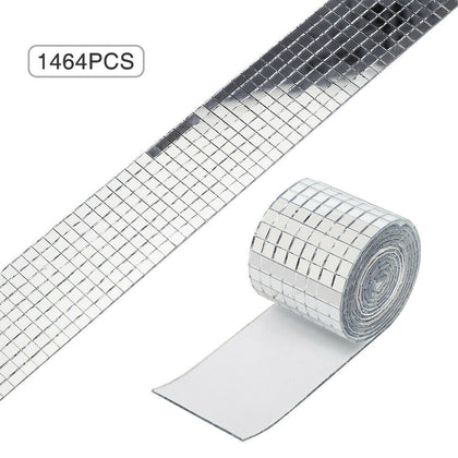 1464PC Glass Mosaic Tiles Mirror Self Adhesive Sticker Mini Square Decal Home UK