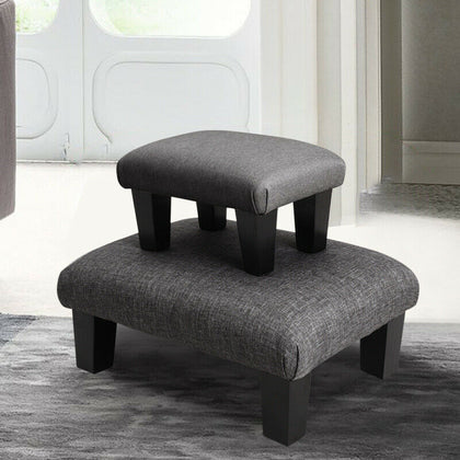 Footstool Fabric Linen Ottoman Bench Seat Foot Rest Stool House Chair Dark Grey