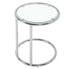 Round Sofa Side Table Black With Clear Glass Top Coffee End Table for LivingRoom