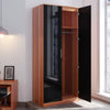 2 Door Double Wardrobe Storage Black Walnut Full Mirrored High Gloss Furniture