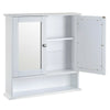 Bathroom Mirrored Cabinet White Wooden Double Wall Mounted Storage Unit
