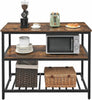 Industrial Kitchen Island Vintage Storage Table Rustic Metal Large Shelf Cabinet