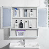 Bathroom Cabinet Storage Cupboard with Mirror Wooden Shelves White Wall Mounted