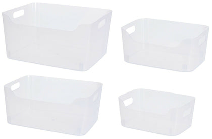 Clear Plastic Storage Basket Box Handy Home Kitchen Office School Organiser Tidy