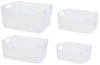 Clear Plastic Storage Basket Box Handy Home Kitchen Office School Organiser Tidy