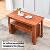 Wood Dining Table and 2 Bench Set Breakfast Nook Kitchen Furniture Cherry Wood