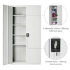 180cm Office Storage Lockable Cupboard Filing Cabinet Steel Metal Light Grey Key