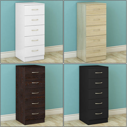 5 Drawers Chest of Drawers Narrow Tall Cabinet Bedroom Hallway Storage Furniture