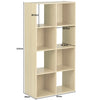 Oak Effect 8 Cube Modular Square Storage Shelving 4 Tier Shelf Display