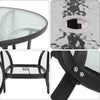 Outdoor Patio Dining Table Garden Bistro Cafe Table Glass Top with Parasol Hole