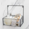 Wall Mounted Storage Basket Metal Mesh Kitchen Bathroom Organizer Shelf Rack