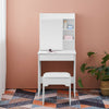 Slide Mirror Dressing Table Makeup Desk Adjustable With Stool Bedroom White