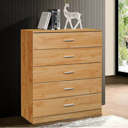 Chest Of Drawers Bedside Table Cabinet 5 Drawer Metal Handles Bedroom Furniture