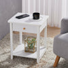 White Bedside Cabinet Side Table with Drawer Shelf Storage Corner Coffee Table