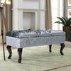 Storage Bench Ottoman Crushed Velvet Queen Anne Legs Pouffe Stool