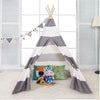 65"H Children's Canvas Indian Teepee Play Tent Wigwam Indoor Outdoor Play House