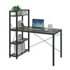 Industrial Style Metal Frame Wooden Computer Desk With 3 Storage Shelves Hooks U
