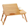 64cm Bamboo Wood Serving Breakfast Lap Tray Table Mate Bed Tray With Folding Leg