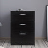 Modern Retro3 Drawers Bedside Table Nightstand Cabinet Bedroom StorageHome Black