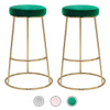 2x Vintage Bar Stool Metal Gold Leg Retro Footrest Seat Kitchen Pub Counter Home