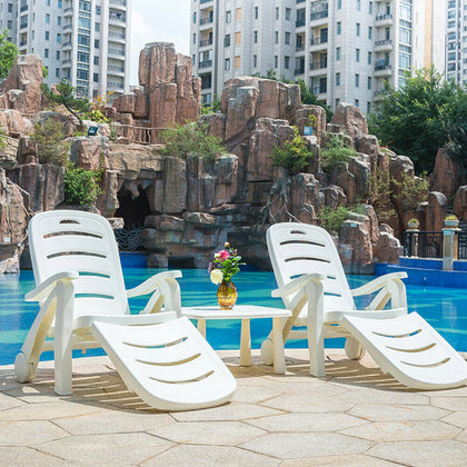 Outdoor Garden Patio Folding Plastic Sun Lounger Recliner Beach Chair Bed Relax
