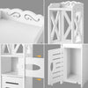 White Wooden Bathroom Storage Cabinet Shelf Slim Cupboard Unit Free Standing UK