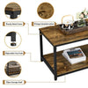 Industrial Wood Coffee Table with Storage Shelf and Metal Frame for Living Room