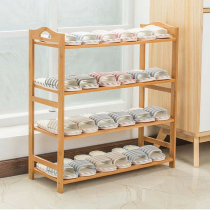 Bamboo Wooden Shoe Rack Slatted Storage Plant Stand Organiser Shelf Holder