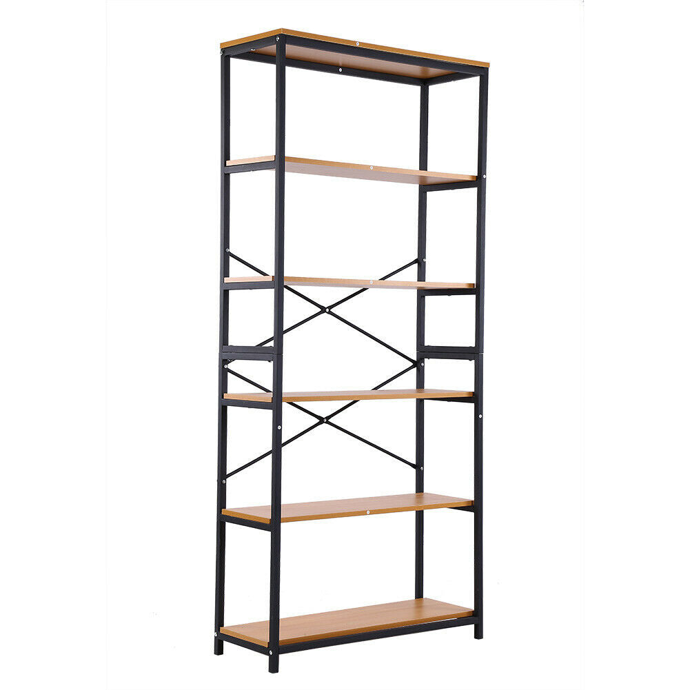 6 Tiers Bookshelf Bookcase Ladder Shelf Storage Display Unit Metal Plant Stand
