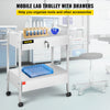Trolley Cart Dental Lab Trolley Steel Mobile Rolling Serving Cart 2 Tiers