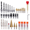 35Pcs/Set Wood Drill Bits Set Countersink Hinge Cork Drill Chamfering Tool Kit