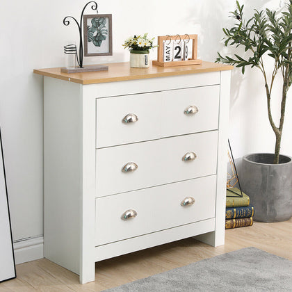 2+2 Drawer Livingroom Bedroom Hallway Storage Chest Cabinet White/Grey+Oak