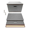 Foldable Fabric/Canvas Square Storage Boxes Drawer With Lids&Chrome Hand-Grey
