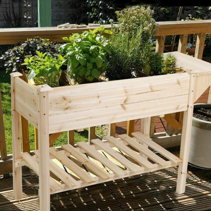 Large Garden Wooden Raised Bed Table Platform Container Vegetable Trough Planter