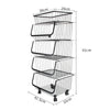 5 Tier Kitchen Fruit Vegetable Storage Rack Rolling Metal Organizer Basket Shelf