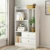 Free Standing Bookcase Cabinet Shelves Storage Unit With Two Doors/Drawers White