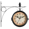 Retro Double-Sided Wall Clock with Stem Fixing Pendulum For Home Outdoor Garden