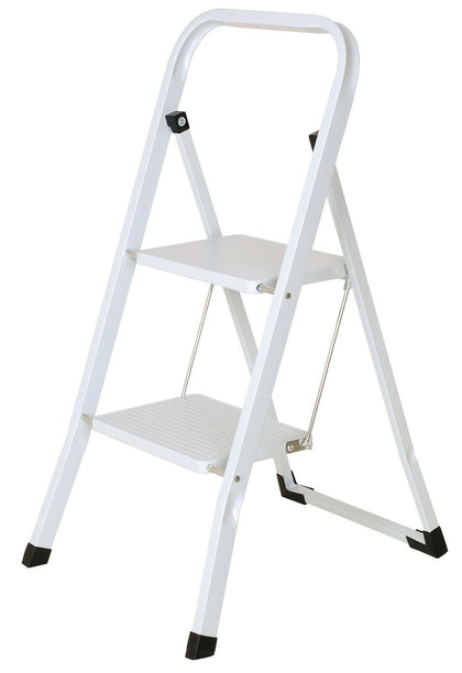 Foldable 2 Step Ladder Stepladder Non Slip Tread Safety Steel Step Home Kitchen