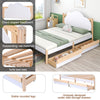 Wooden Bed Frame Storage Drawers 4ft6 Double Size Kids Bed with Cloud Headboard
