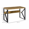 Modern Writing Table Shelf Book Storage Metal Computer Desk Brown Office Small