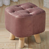 Luxury Padded Wooden Footstool Ottoman Square/Round Pouffe Stool Wood 4 Legs UK