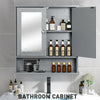 Wall Mounted Mirror Cabinet Storage Wooden Shelf Bathroom Cupboard Shelf Gray UK