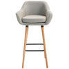 2 PCs Upholstered Fabric Bucket Seat Bar Stools w/ Wood Legs Beige
