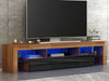 Modern 200cm TV Unit Cabinet Stand 2 Drawers High Gloss Doors RGB LED Lights
