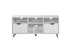 Scandi Nordic TV Unit Stand Cabinet 2 Drawer + Shelf White 117cm Media Cabinet