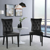2pcs PU Leather Padded Dining Chairs Retro Button Back Home Kitchen Dinner Seat