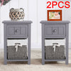 2x Modern Chic gery Bedside Tables Small fresh Storage Wicker Basket
