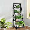 4-Tier Ladder Shelf Wooden Storage Rack Display Bookcase Plant Flower Stand