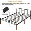 Double 4ft6 Bed Iron Frame Black Metal Platform Bed with High Headboard
