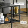 Coffee Table with Tempered Glass Top, Cocktail Table with Storage & Steel Frame